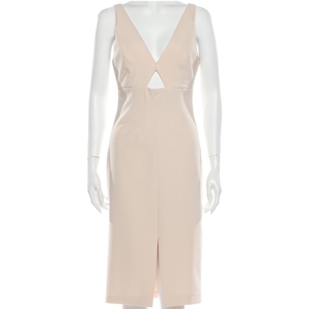 Alice + Olivia Pale Blush Fitted Midi Dress